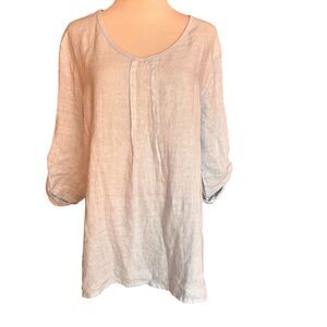 Camille & Co Linen Top Women Size SMALL Lagenlook Oversized Italy Blouse NEW